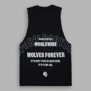 IRON WOLVES "TOMMY" MUSCLE TEE IN BLACK